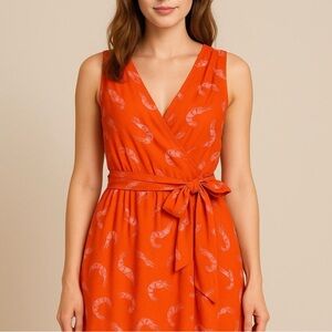 Maeve Orange Shrimp Print Wrap Dress